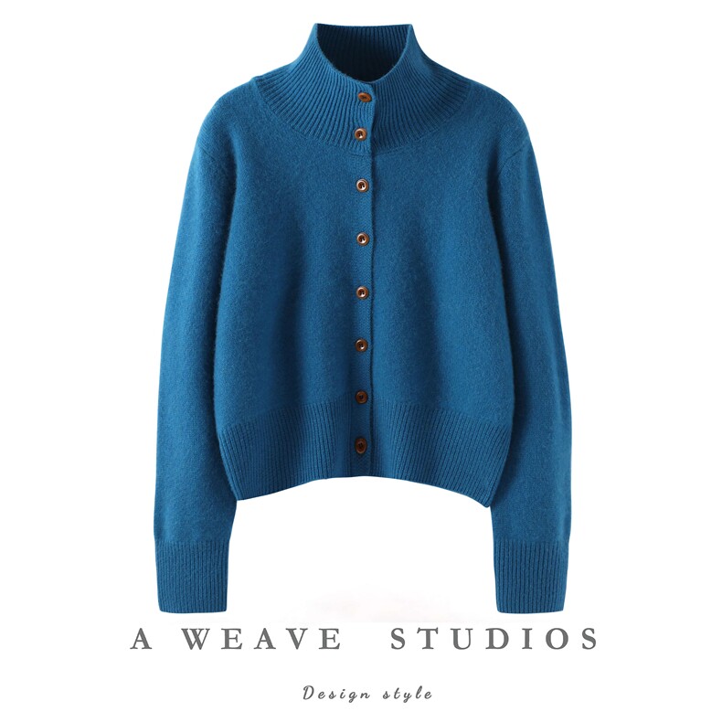 2025舒适百搭简约加厚半高领羊绒开衫，女装羊绒衫，朵暖羊绒