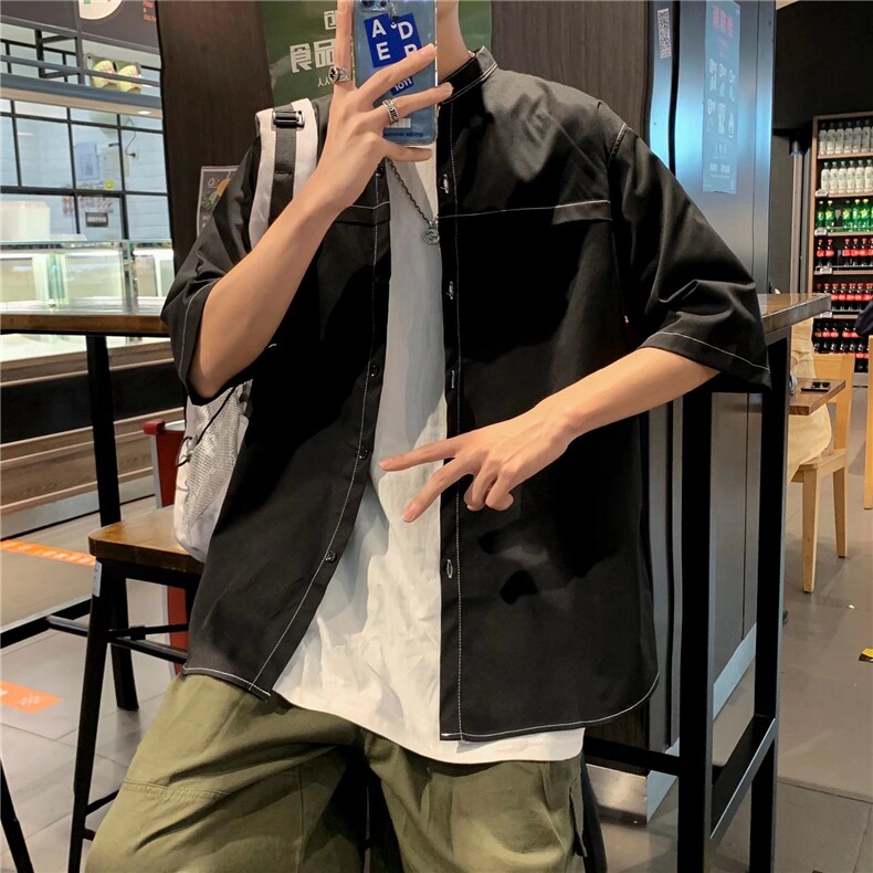 短袖衬衫春款男港风潮流C23P32,男装衬衫,星座1116-2