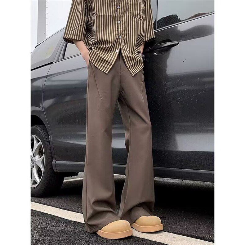 黑色休闲直筒西裤男款春秋季垂坠感高级感裤子微喇西装裤X326-P45，男装西裤，星座1109-3