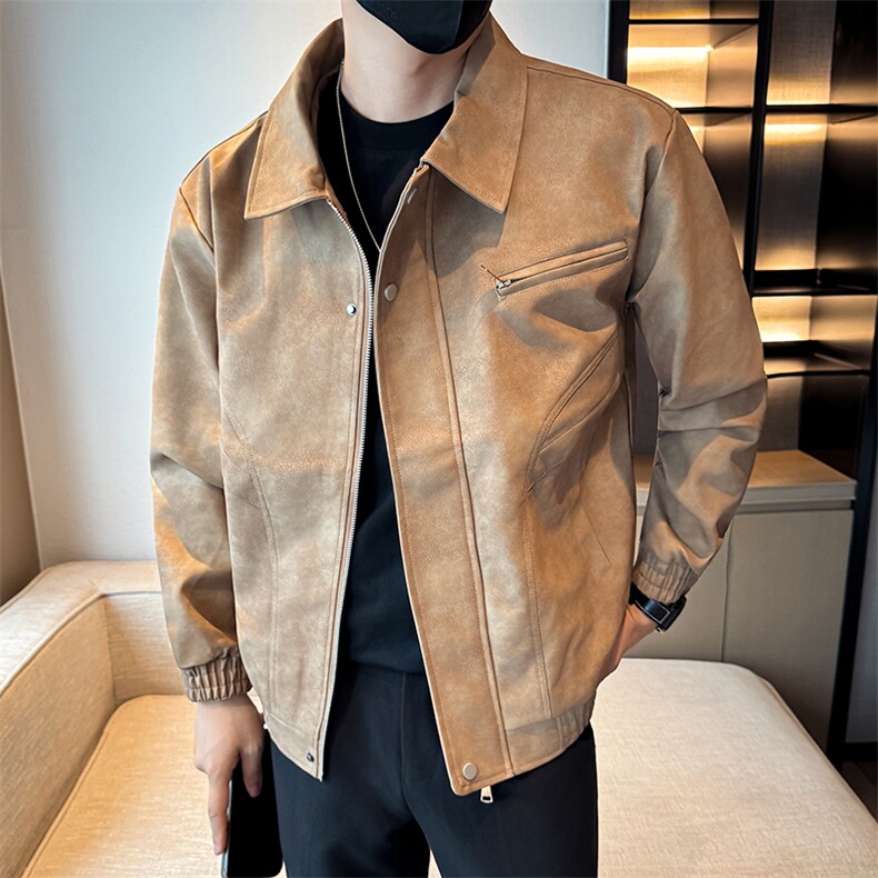 潮流皮衣外套男春秋季复古百搭拉链宽松机车服pu皮夹克潮JK2590,男装夹克,星座301B-1