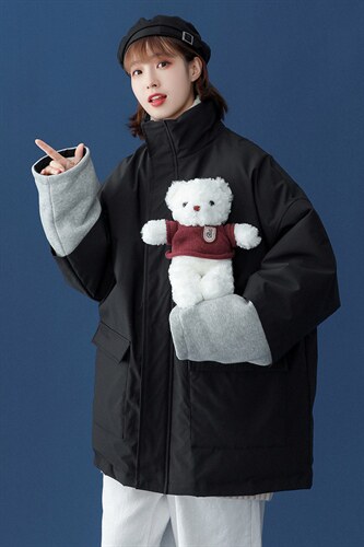 @中性风大码棉衣冬季假两件面包服立领宽松A125-Y271-P120女类，男装棉衣，电商A125