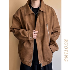 现货-春秋美式复古皮衣男潮牌街头时尚外套皮夹克-AP23064-P115，男装夹克，电商A351
