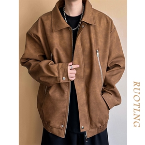 现货-春秋美式复古皮衣男潮牌街头时尚外套皮夹克-AP23064 -P115图片