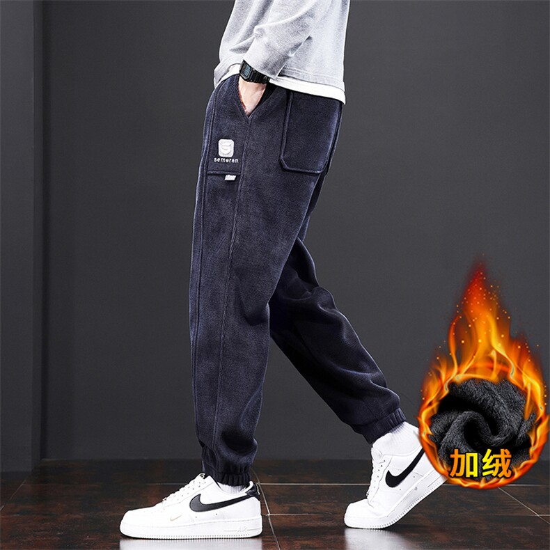 加绒休闲裤男秋冬潮流宽松博奥绒加厚束脚百搭卫裤JR8005-P45,男装休闲裤,星座610（原A335）