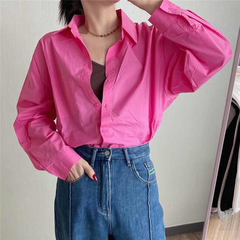 春装，糖果色衬衫，女装衬衫，简单小珍