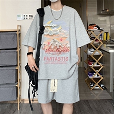 电商DSA028-TZDTHP846P45夏季华夫格套装男T恤短裤两件套港风，男装牛仔裤，电商A028