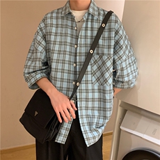 夏季短袖衬衫潮流格子衬衣D325DX02特P30控58，男装衬衫，电商D325