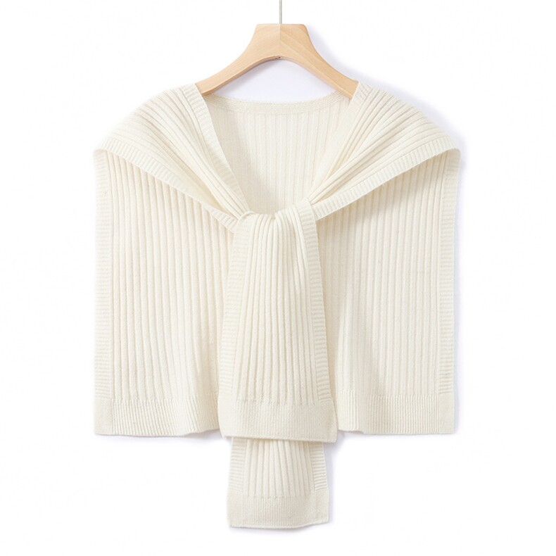 100纯羊毛针织小披肩女外搭打结纯色护颈搭肩斗篷保暖围巾2025新，披肩，羿纯羊绒