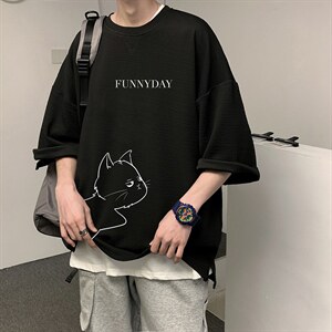 Q11149-P30 春夏季七分袖t恤男大码五分袖男短袖中袖图片