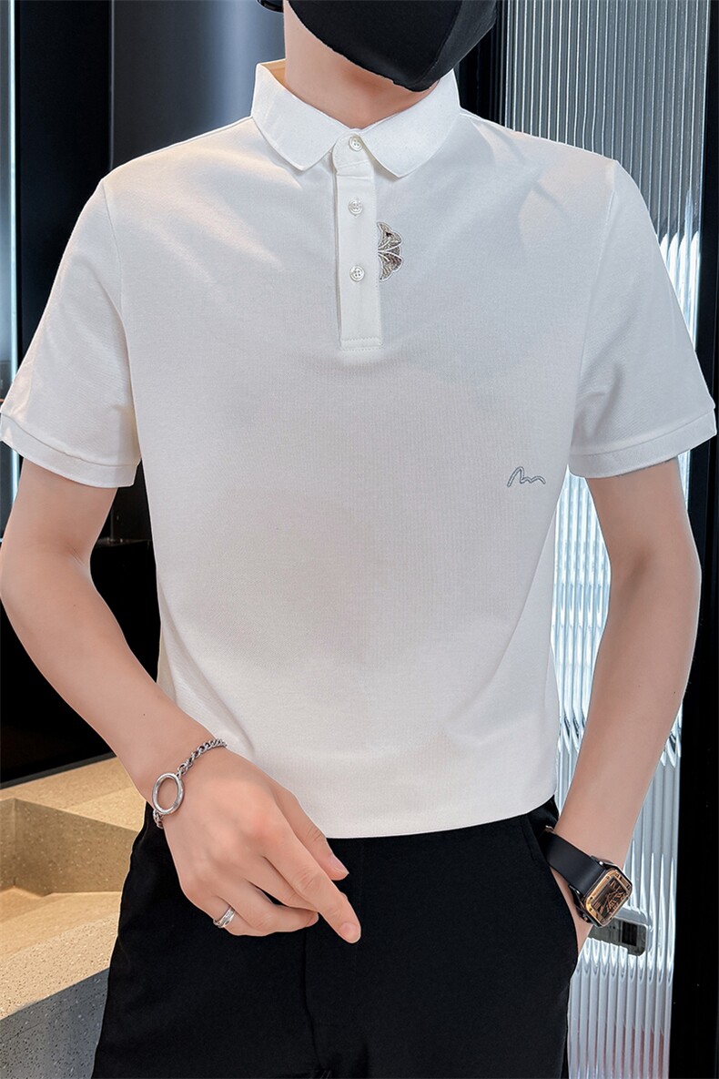 2025夏季抖音新中式刺绣短袖T恤翻领Polo衫T25099-P58,男装T恤,电商D342