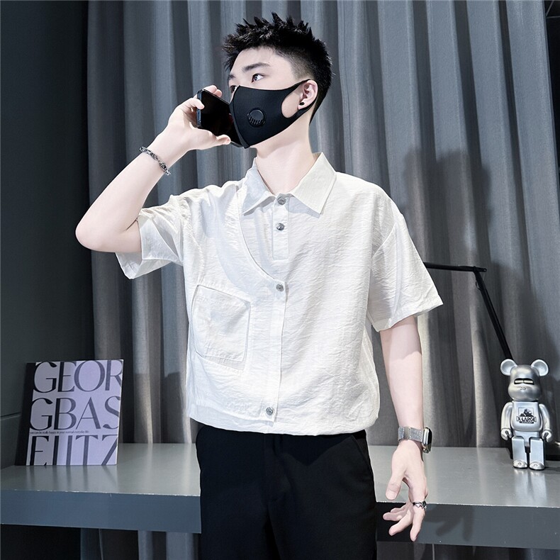 设计感小众衬衫男短袖宽松版潮流百搭社会小伙301C-CS14-P58控78,男装T恤,星座301C（原B323）