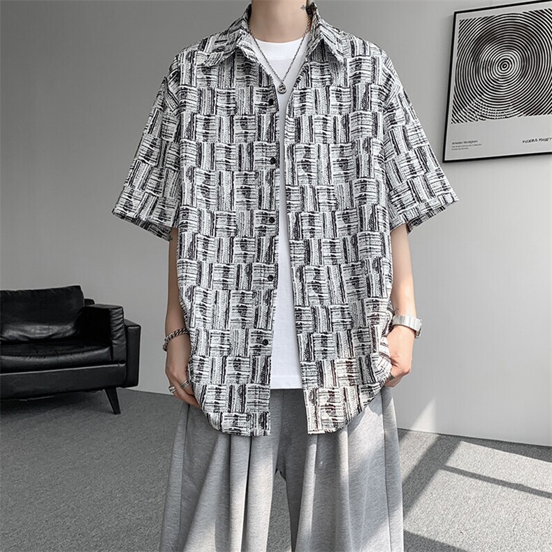 8XL-M花衬衫男款短袖夏季冰丝薄款花衬衣大码寸衫外套DC28013P38图片