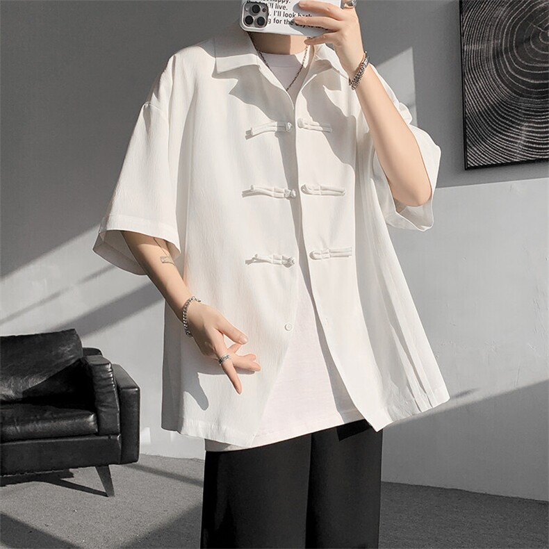 现货DSA059-CS10015-P40夏季新中式大码风唐装短袖衬衫男,男装衬衫,电商A059
