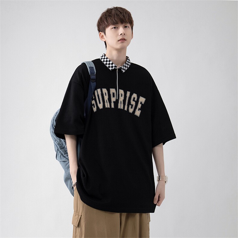 新款优品男士短袖发泡半开拉链印花T恤宽松上衣POLO衫ZD3312-P51,男装T恤,星座717