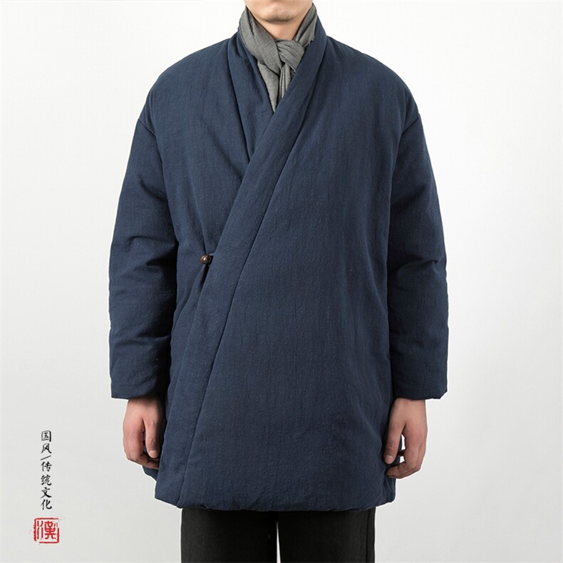 冬装新款风新中式棉麻棉袄男士改良汉服棉衣外套,男装棉衣,钱塘802