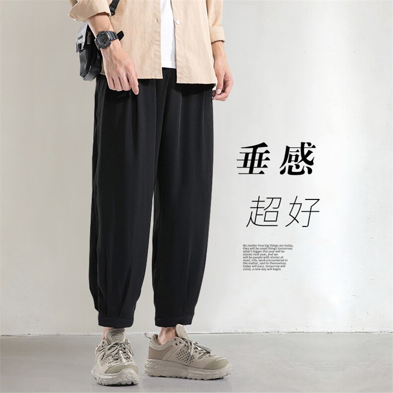 夏季2025新款长裤男潮牌青少年冰丝百搭抽绳束脚裤子 DS950TP25图片