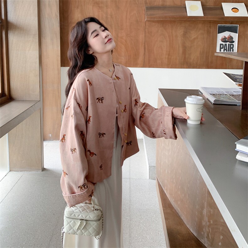 高端刺绣新中式风外套2C081-0261P175K288,女装短外套,2C081