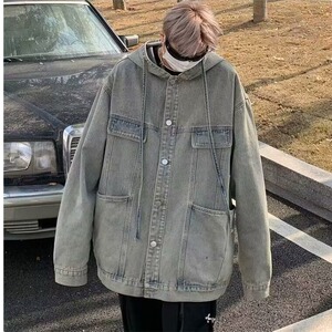 美式复古黄泥色牛仔外套男秋季新款痞帅高级感潮牌春秋夹克图片