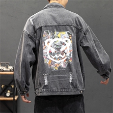 2025秋季新款男士百搭牛仔夹克破洞大码休闲外套JK772-P70，男装夹克，星座1103-1