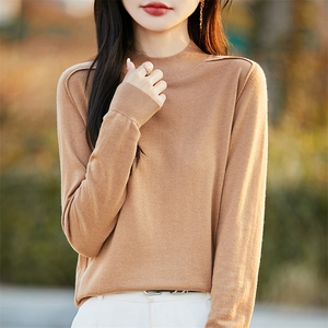 精纺细毛半高领针织打底衫女2025春秋新款显瘦洋气薄款内搭毛衣图片
