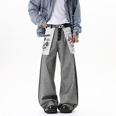 【现货】XZ1218(原611-3)BK3138特价P45反穿大口袋印花牛仔裤，男装牛仔裤，星座1218（原611-3）