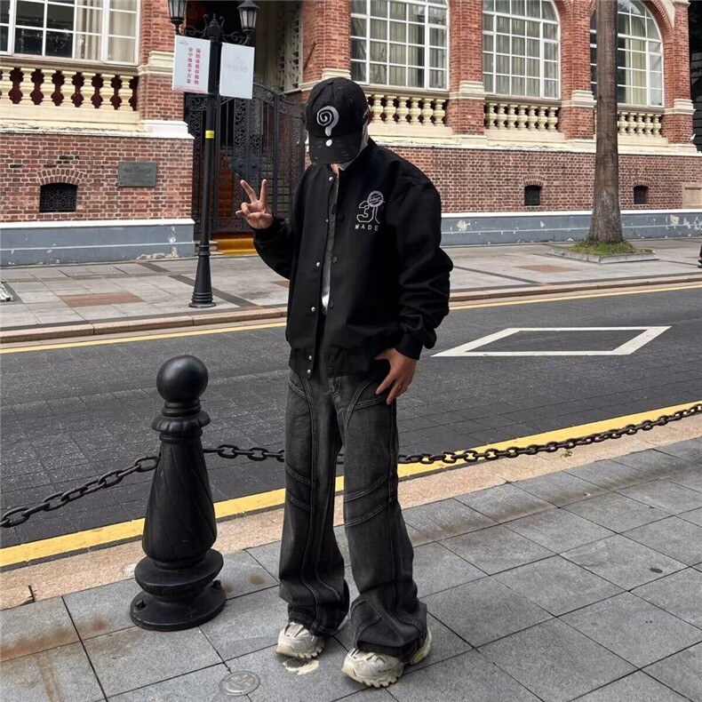 美式高街飞行员夹克外套女春秋新款宽松百搭学院风棒球服女小个子，男装夹克，星座506A