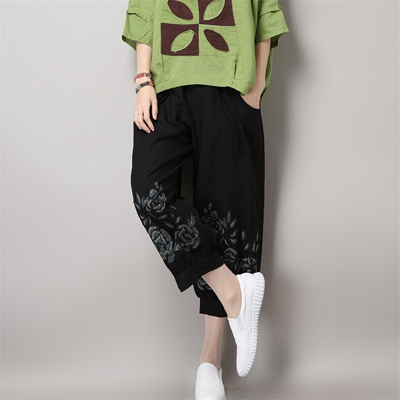 中腰麻2021年夏季印染七分裤/九分裤直筒纯色裤子,女装休闲裤,独衣靓