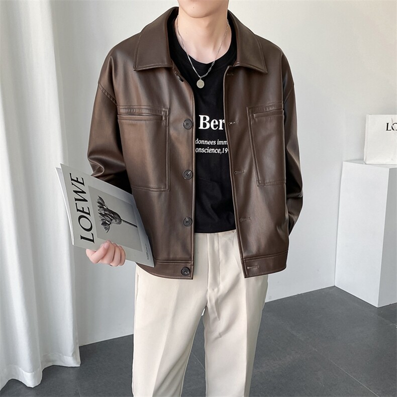2025秋冬轻熟网红抖音直播皮衣夹克小伙外套A236-JK-9013-P100,男装夹克,电商A236