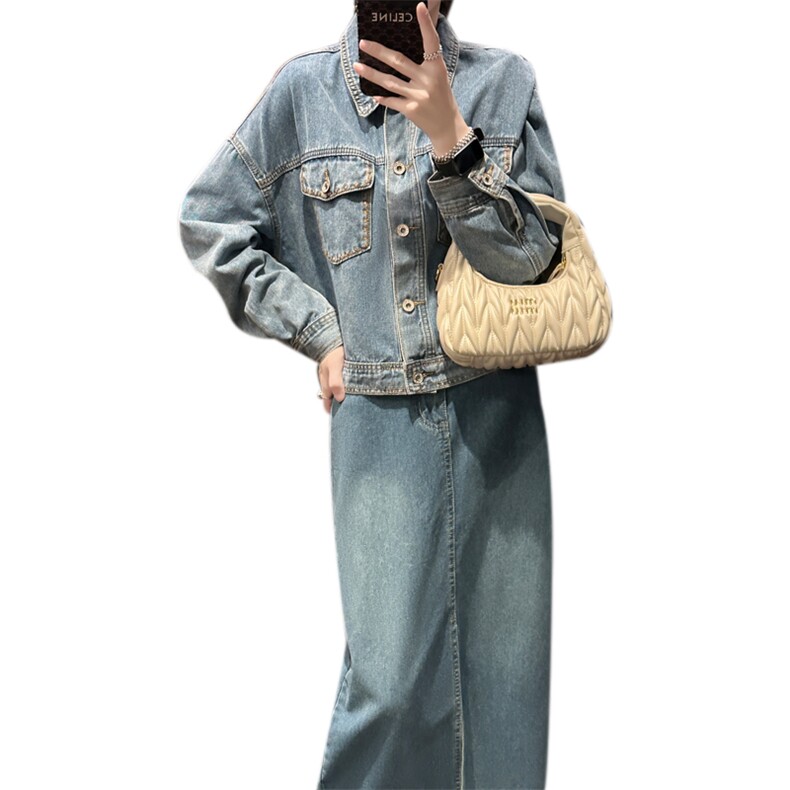 时尚显瘦高腰牛仔半身裙女新款气质百搭休闲长裙,女装牛仔裙,宛庄羊绒