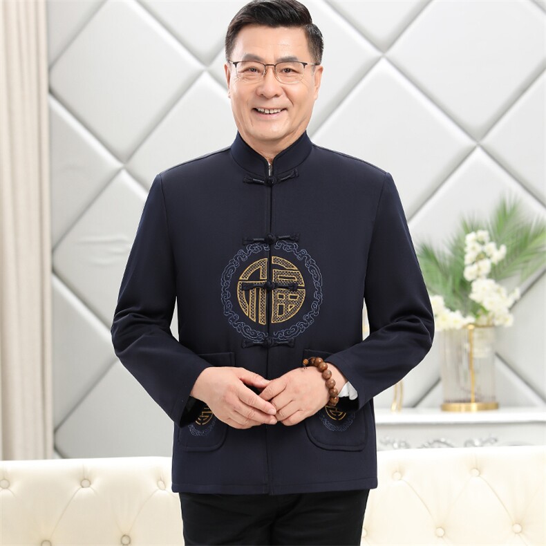 2023长期货新款春季中老年风唐装男女情侣套装盘扣男复古外套,男装民族服装,钱塘723