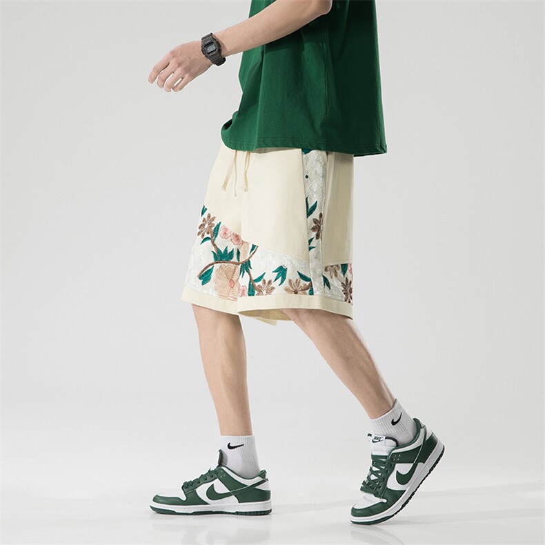夏季潮刺绣日系宽松大码潮牌时尚男裤街头休闲裤百塔五分短裤,男装牛仔裤,电商A011（原4039）