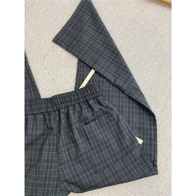 AK2206-P42美式复古格子直筒垂坠感裤小众设计感宽松阔腿裤,女装休闲裤,星座617A-2