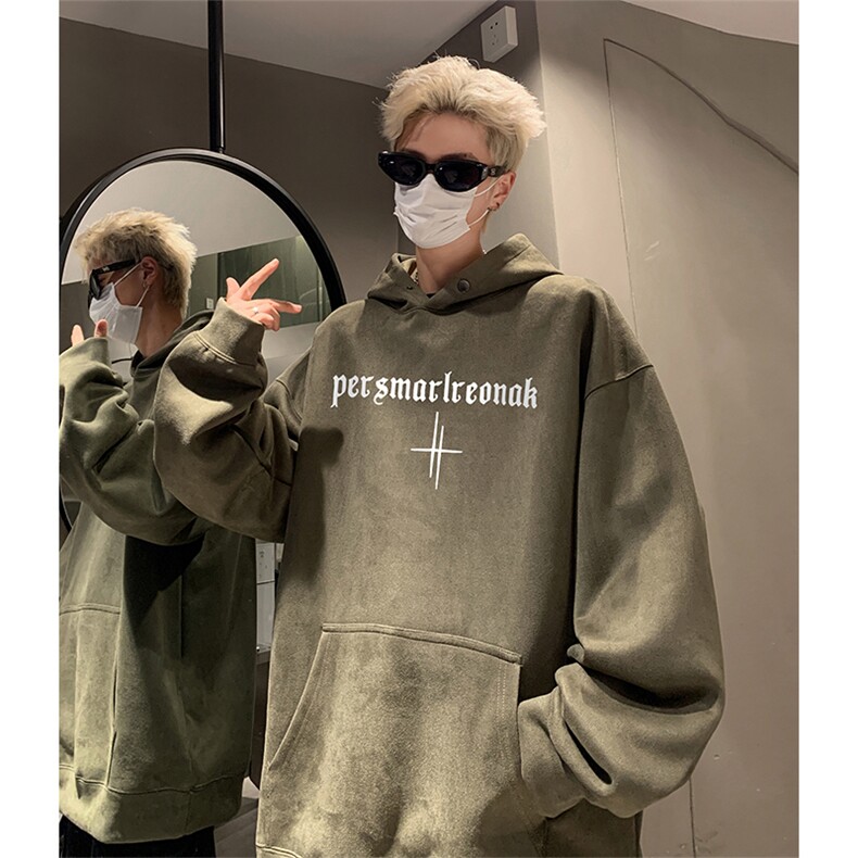 抖音得物供货提供视频秋冬重磅美式麂皮绒连帽卫衣JLM38,男装卫衣,电商A486