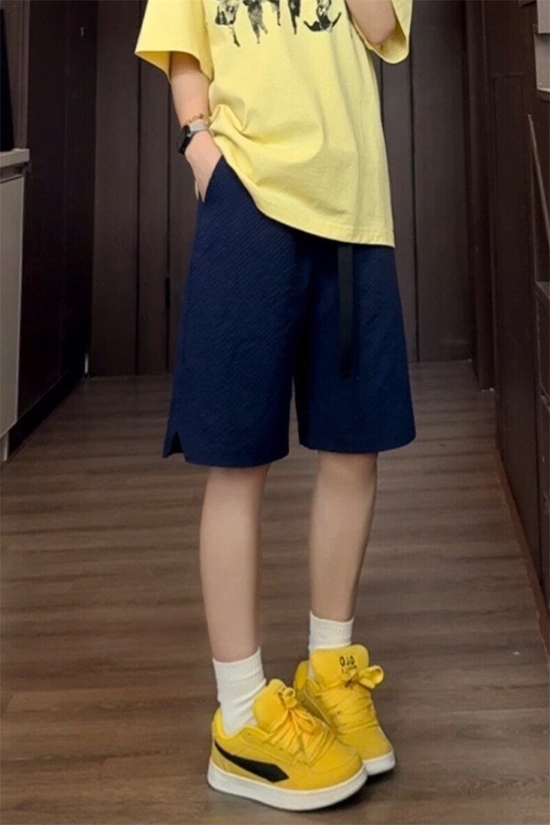 特批P21无差价25夏季复古泡泡纱可调节腰带大码五分短裤男DK5861,男装牛仔裤,电商A001