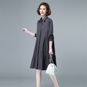 韩国东大门中长款风衣女282款连衣裙图片