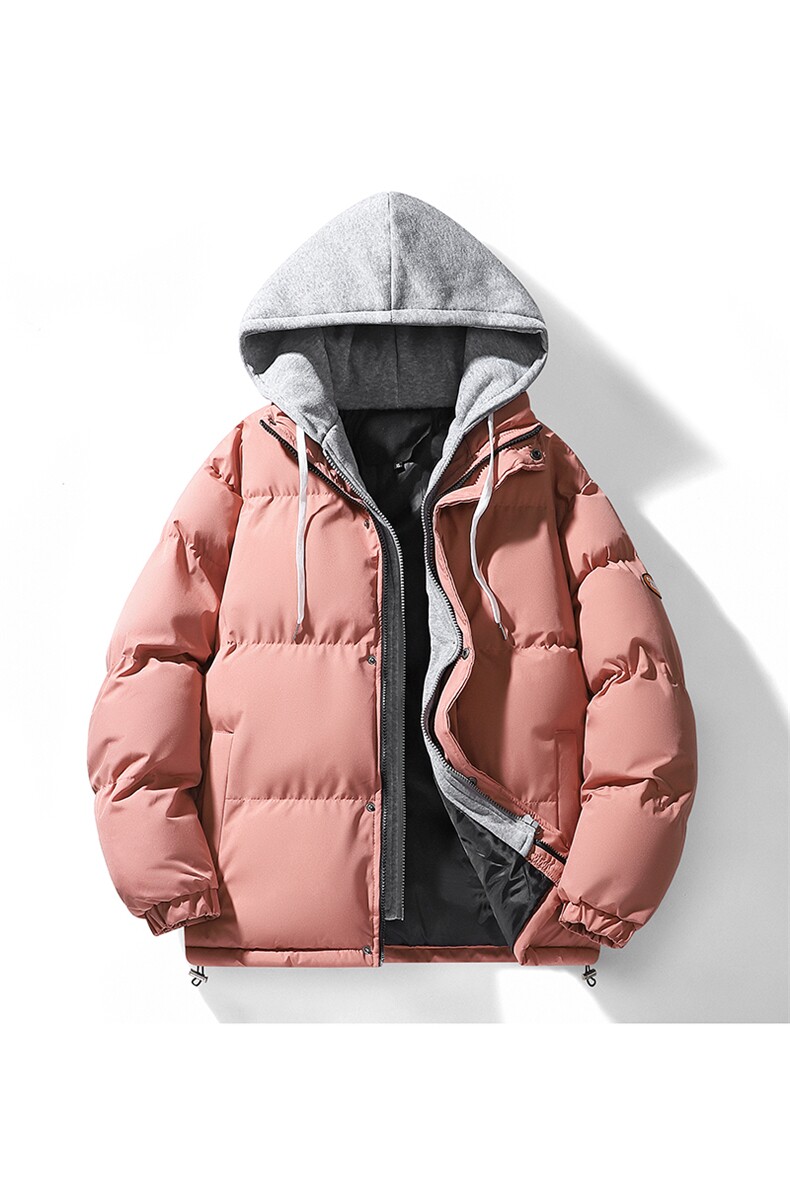 情侣棉服冬季新款假两件套棉衣男士外套宽松百搭连帽棉服MY090-60,男装棉衣,星座1402-1