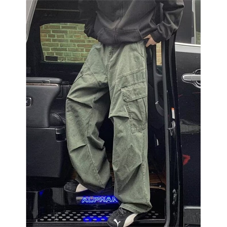 美式复古大口袋工装束脚机能风宽松纯色休闲裤男士长裤KJ39,男装工装外套,星座1116A（原606A-3）