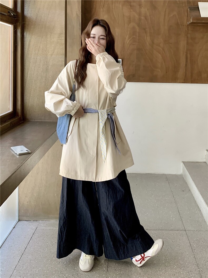 浅黄色韩系松弛感休闲风衣外套女2025秋季新款气质减龄超好看大衣,女装风衣,蝶眷