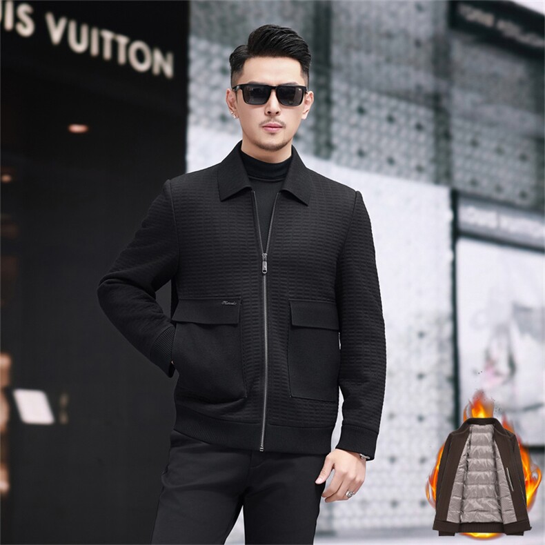 新标90绒羽绒内胆针织衫羽绒服外套男中老年时尚羽绒服夹克外套,男装夹克,钱塘723