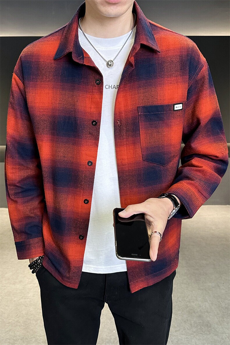 C317-6701-P952025春季新款千鸟格衬衫式夹克薄款外套男,男装夹克,电商C317