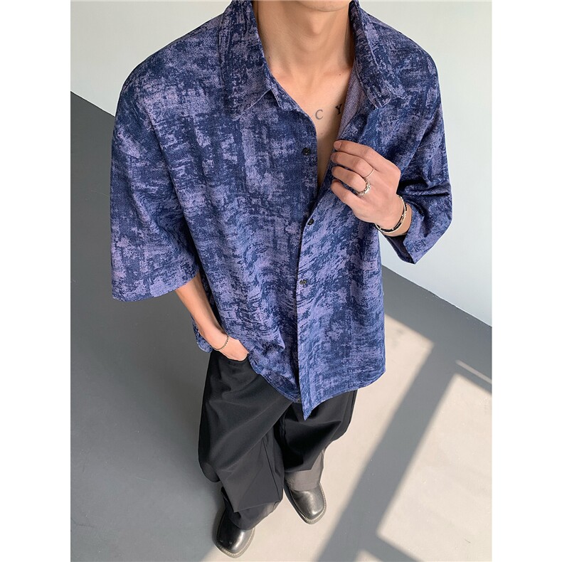 牛仔衬衫男生五分袖中袖牛仔衣KD582-P65,男装衬衫,电商D312-1