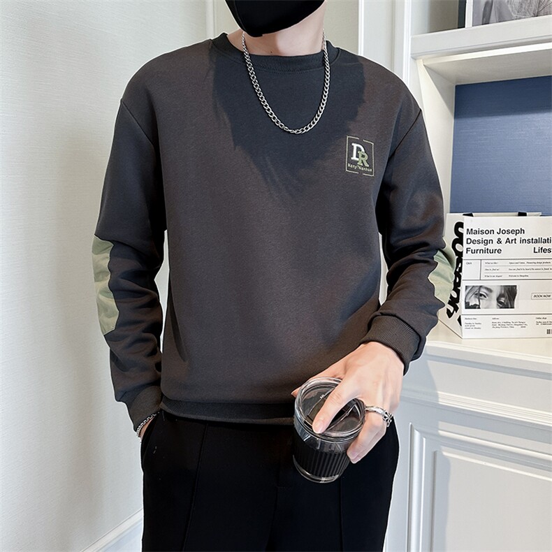 贴布字母刺绣高级感潮流撞色圆领卫衣休闲百搭上衣外套WY02-P50，女装短外套，电商D342