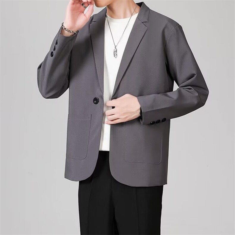 轻熟风一粒扣西服男潮流韩版修身商务男装高级感西装外套春秋X39,男装西服,星座1116A-2（原606A-1）