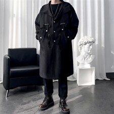 品质大货秋装风衣男长款高街风大衣男中长款外套男F998-P110控148，男装风衣，星座401