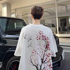 图案已注册夏季新款风印花短袖T恤男潮宽松半袖体恤衫D157/P25，男装T恤，电商B209