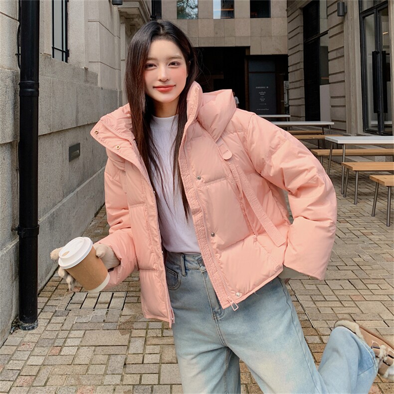 白鸭绒羽绒服女2024年冬季新款短款连帽外套，女装羽绒服，鑫火火