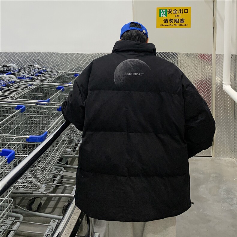 港风夜景冬款字母印花休闲立领棉服外套A247-MY2024特批65控98,男装棉衣,电商A247