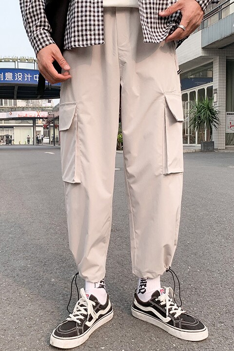 夏季潮流束脚宽松休闲青年港风九分裤口袋薄款工装裤男,男装休闲裤,星座1008