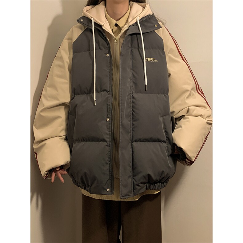 冬季新款韩版假两件宽松大码加厚棉衣外套XZ102B-1-M6636P125,男装棉衣,星座102B-1