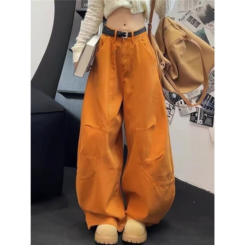 港风秋冬款男女牛仔裤弯刀阔腿宽松直筒休闲长裤NK0015P65,男装牛仔裤,星座1013-1